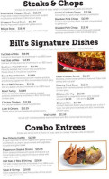 Bill's Diner menu