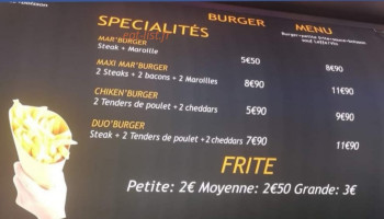 Friterie Rapid'burger menu