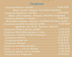 L'orange Bleue menu