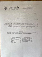 Ladybird's Luncheonette menu