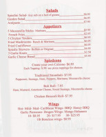 Spiedini's Pizza Parlor menu