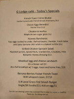 G Lodge Restaurants menu