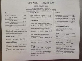 D J's Pizza menu