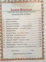 Camellia's Mexican menu