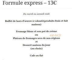 La Croisée Des Régions menu