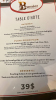 Le Baumier menu