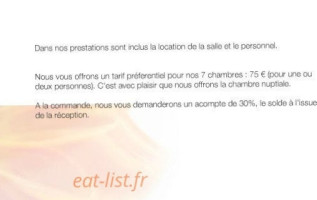 La Table des Blot - Auberge du Château menu