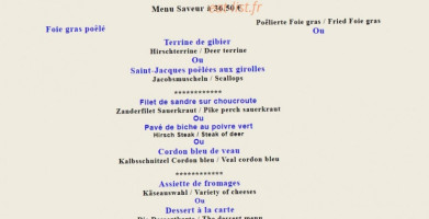 La Table Alsacienne menu