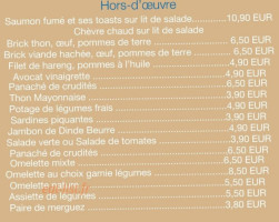 L'orange Bleue menu