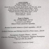 Tony Boffa's menu