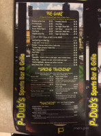 P-dub’s Sports menu