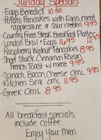 Burnt Hills Cafe menu