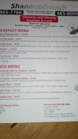 Shannon Dough Pizza menu