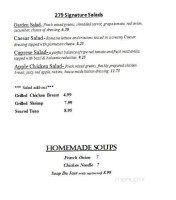 279 Grill menu