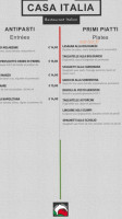 Casa Italia menu