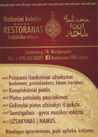 Restoranas 1001 Naktis menu