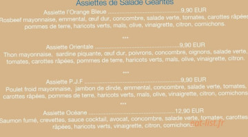 L'orange Bleue menu