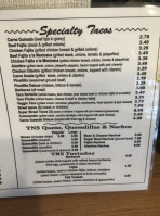 Tacos N' Salsa menu