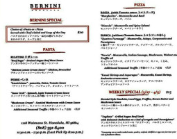 Bernini Honolulu menu