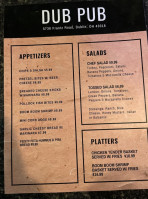 Dub Pub menu