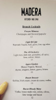 Madera Kitchen menu