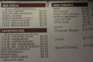 Shark's Fish & Chicken menu