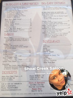 Shoal Creek Saloon menu