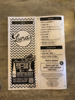 Luna's Tacos Tequila menu