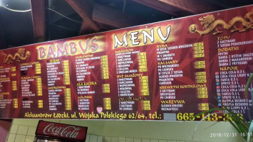 Orientalny Bambus menu