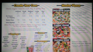 Sparky's Gourmet Pizza menu