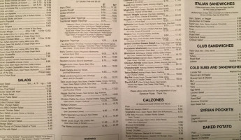 Pat's Pizza menu