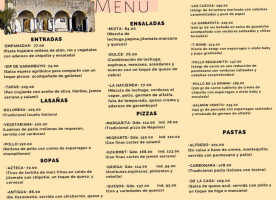 Antigua Hacienda La Garrapata menu