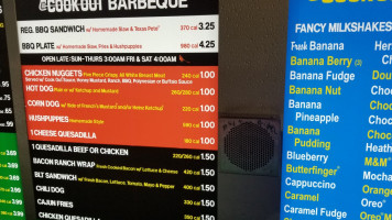 Cook Out menu