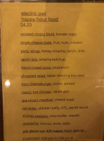 Electric Owl menu