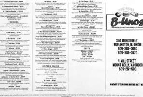 B-unos menu