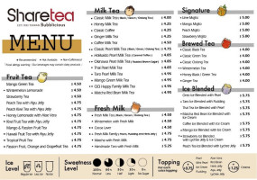 Sharetea Lynnwood menu