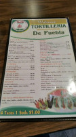 Tortilleria De Puebla menu