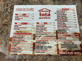 Gorditas Dona Lula menu