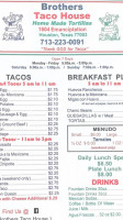 Brothers Taco House menu