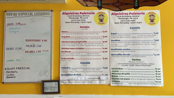 Alquisiras Paleteria menu