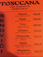 Picerija Tosccana Toskana Sabac menu