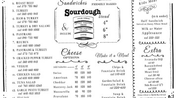 Sourdough Co menu