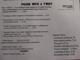 Calumet Pasty Company menu