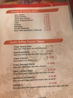 Sushi 'n ' Pop Incorporated menu