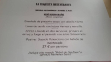 La Sequieta menu