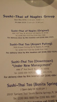 Sushi Thai Too menu