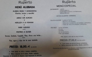 Ruperto El Ciego menu