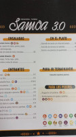 Cerveceria Samoa menu