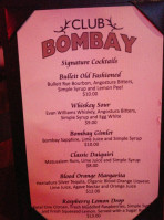 Club Bombay menu