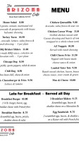 The Arizona Cafe menu